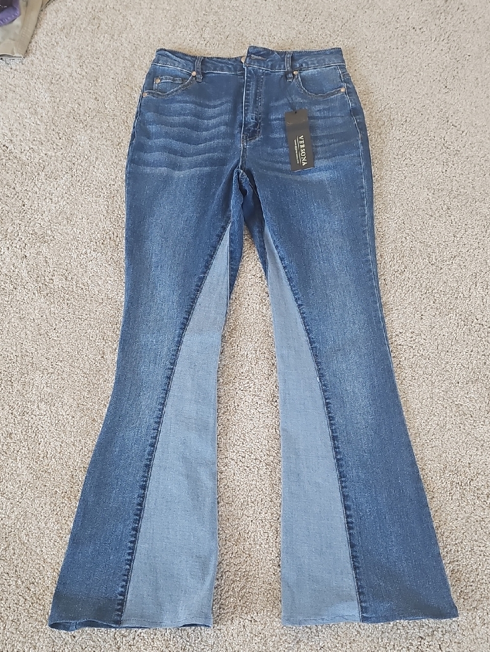 Versona Two-Tone Blue Flare Jeans